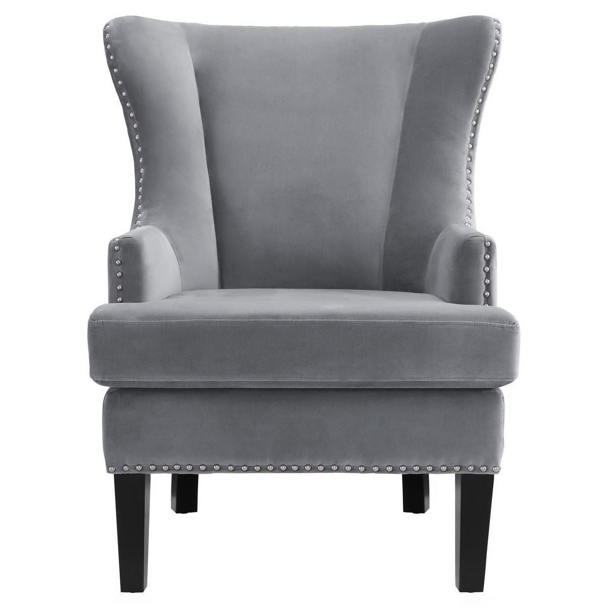 TOV Furniture Soho Grey Velvet Wing Chair