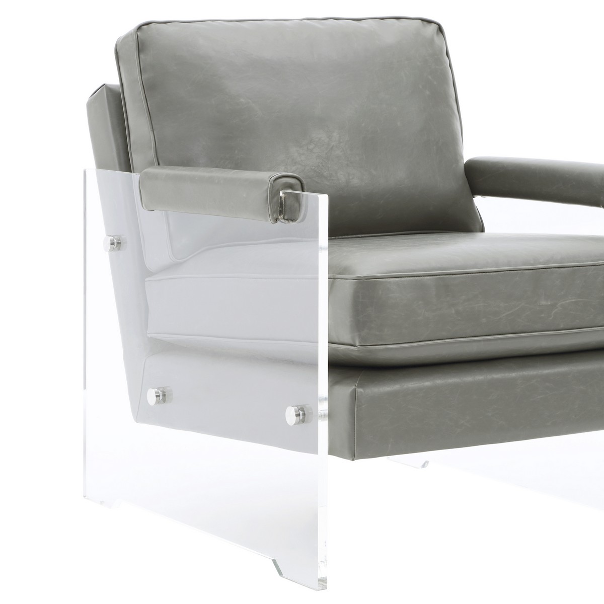 TOV Furniture Serena Grey Eco Leather/Lucite Chair