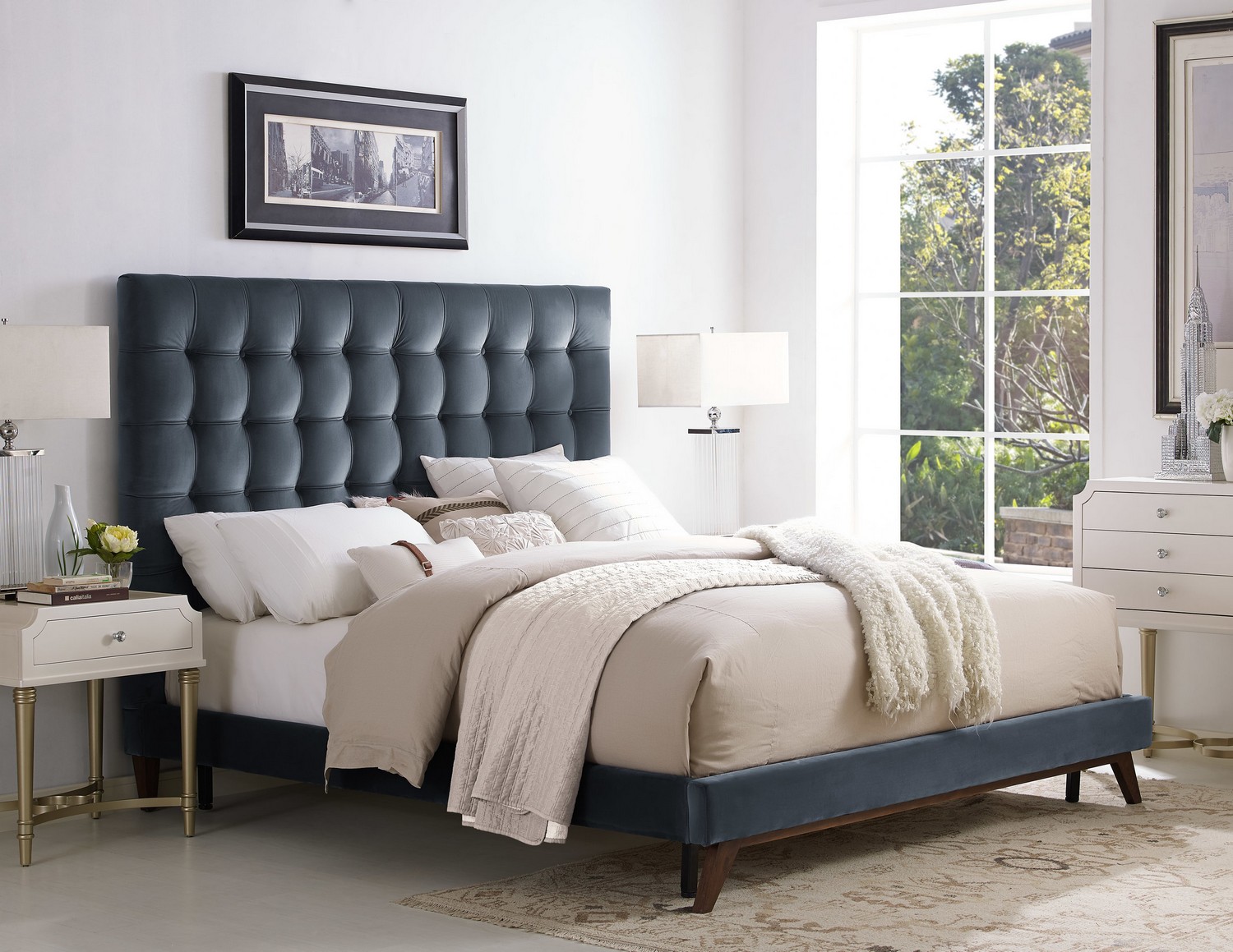 TOV Furniture Eden Grey Velvet Bed