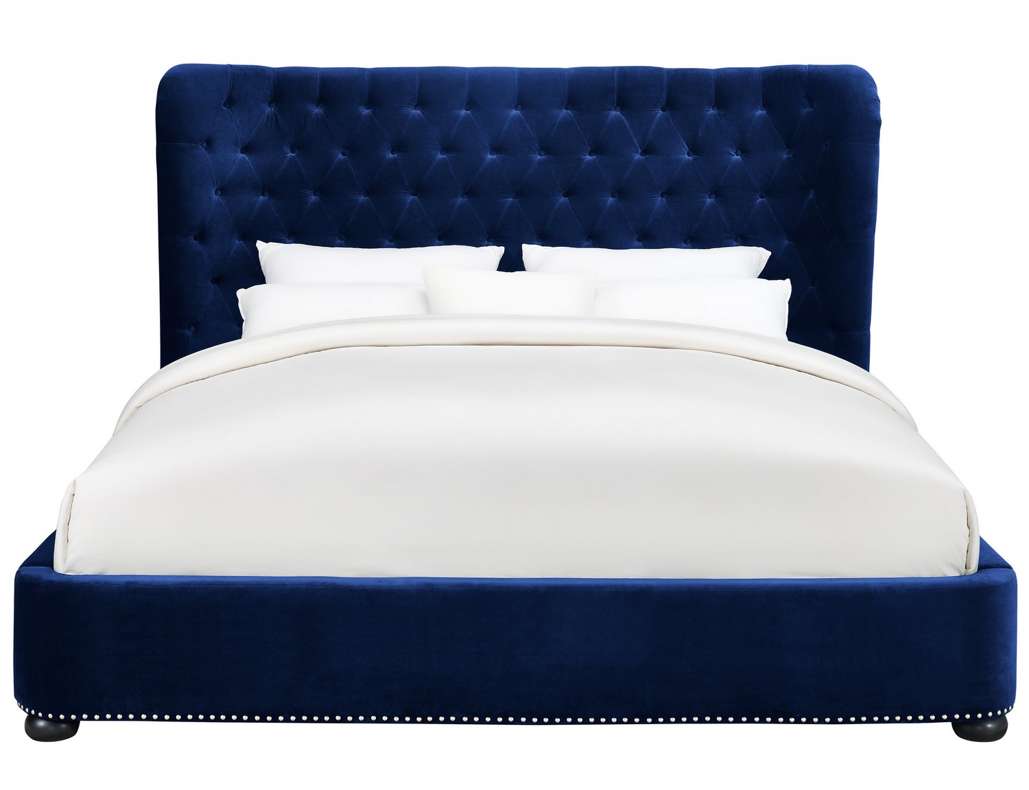 TOV Furniture Finley Blue Velvet Bed