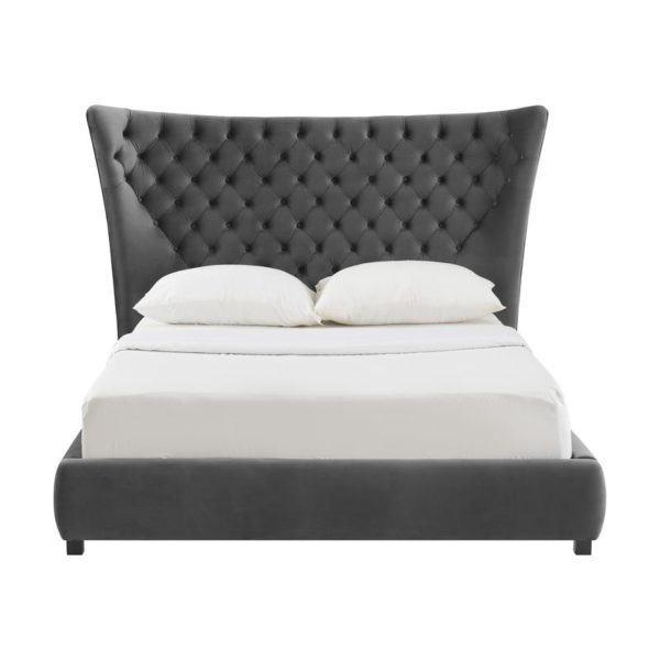 TOV Furniture Sassy Grey Velvet Bed - King