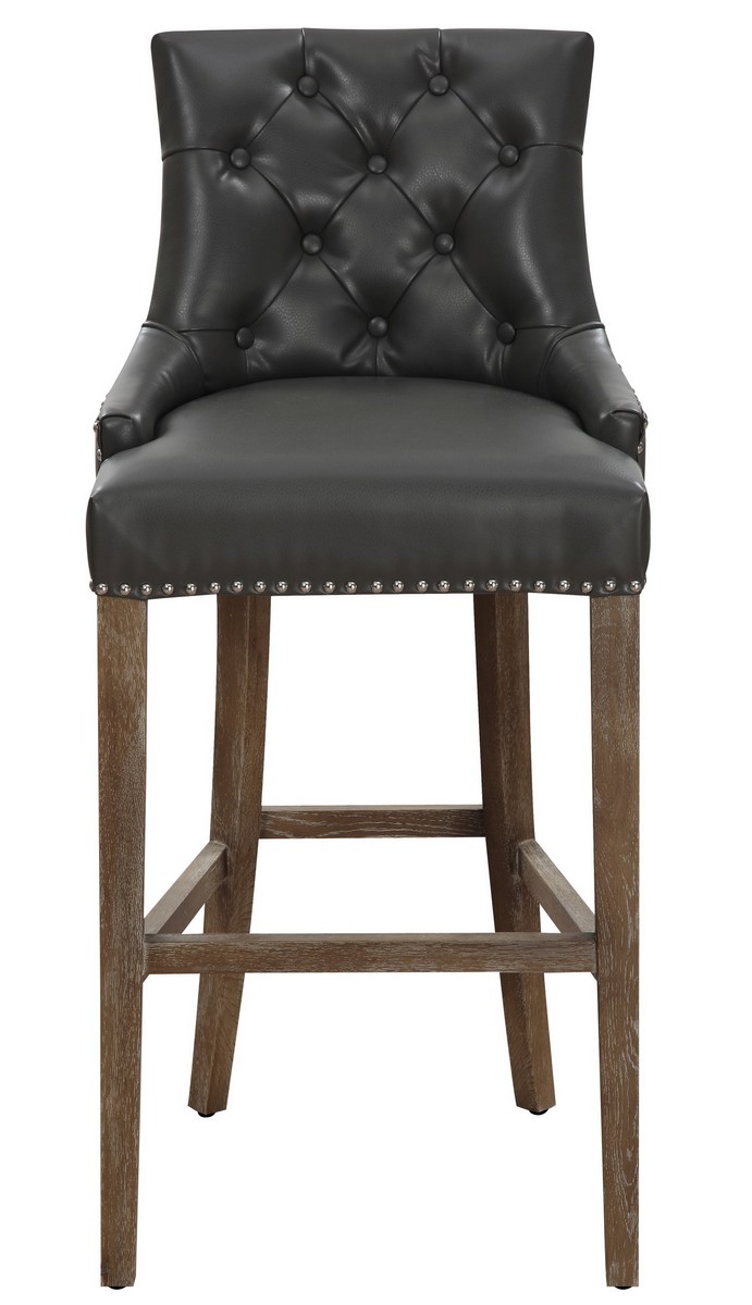 TOV Furniture Uptown Grey Leather Counter Stool