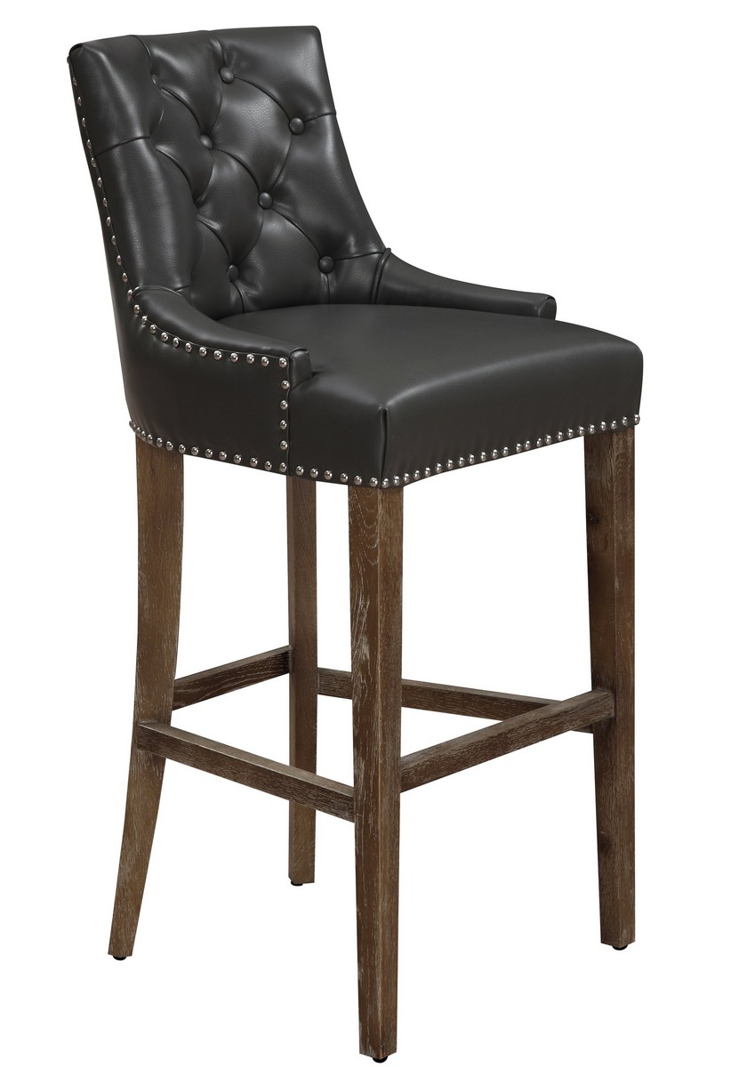 TOV Furniture Uptown Grey Leather Counter Stool