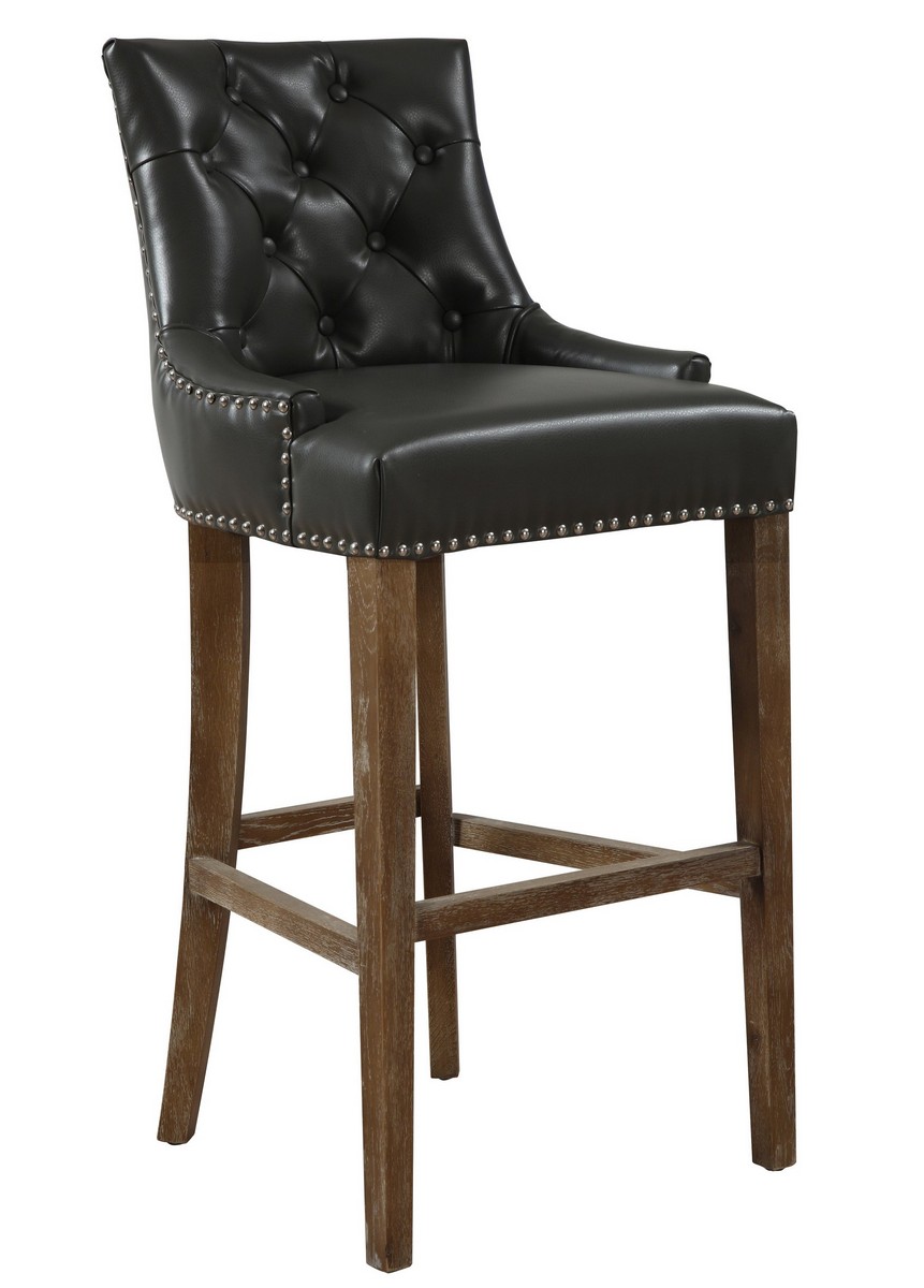 TOV Furniture Uptown Grey Leather Counter Stool