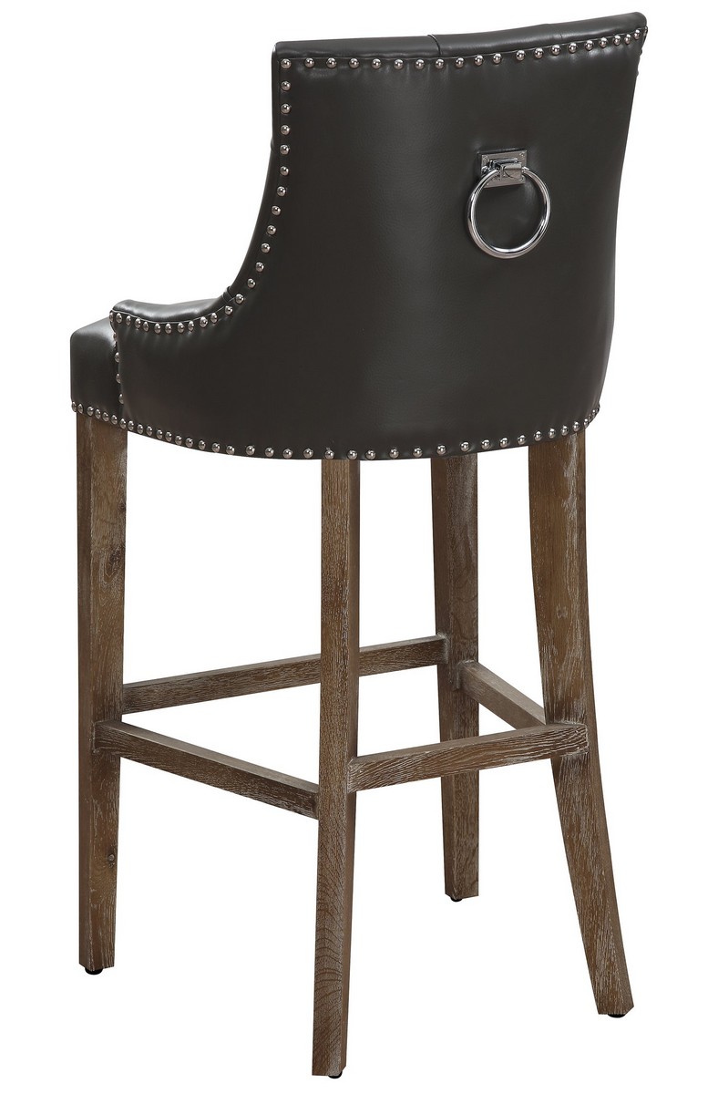 TOV Furniture Uptown Grey Leather Counter Stool