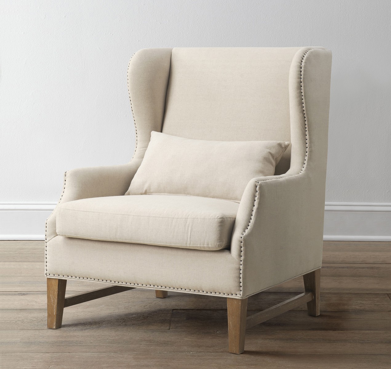 TOV Furniture Devon Beige Linen Wing Chair