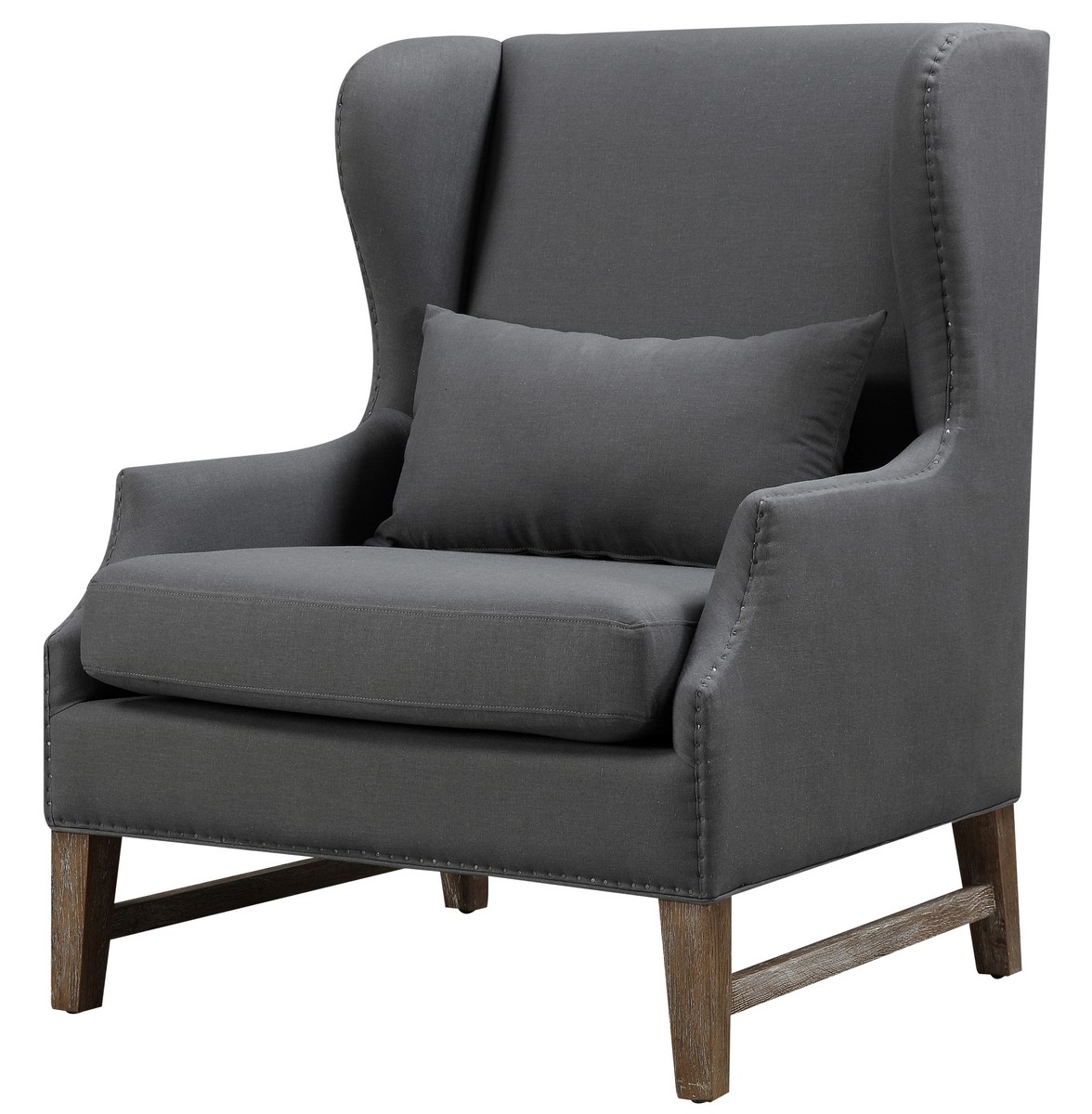 TOV Furniture Devon Grey Linen Wing Chair