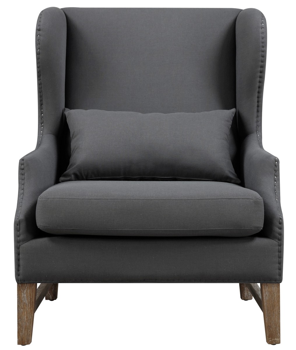 TOV Furniture Devon Grey Linen Wing Chair