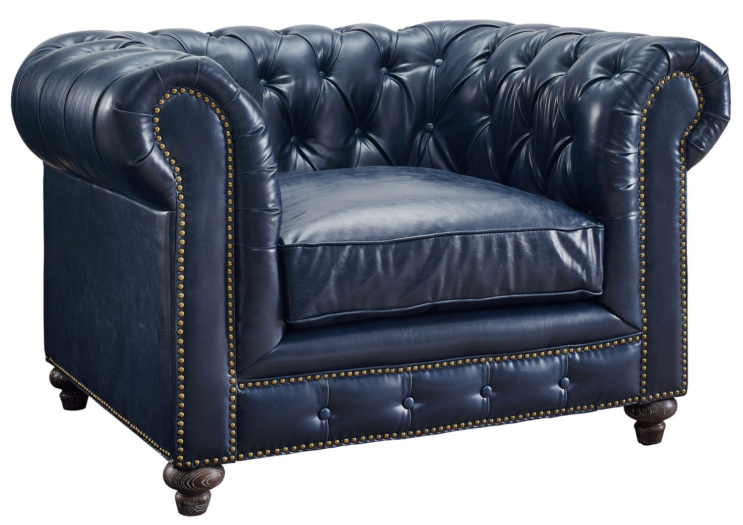 TOV Furniture Durango Rustic Blue Leather Club Chair
