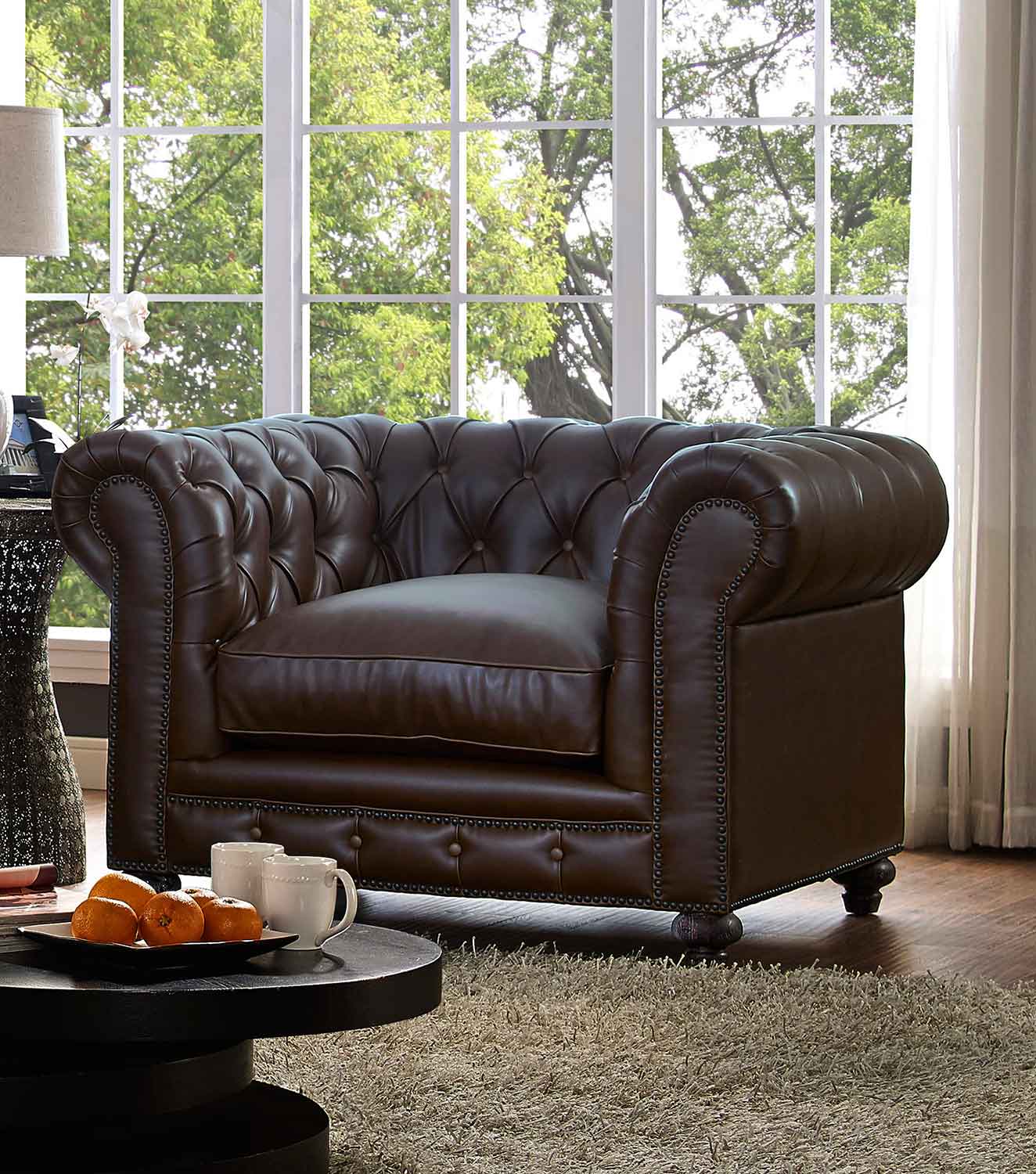 TOV Furniture Durango Leather Club Chair - Antique Brown