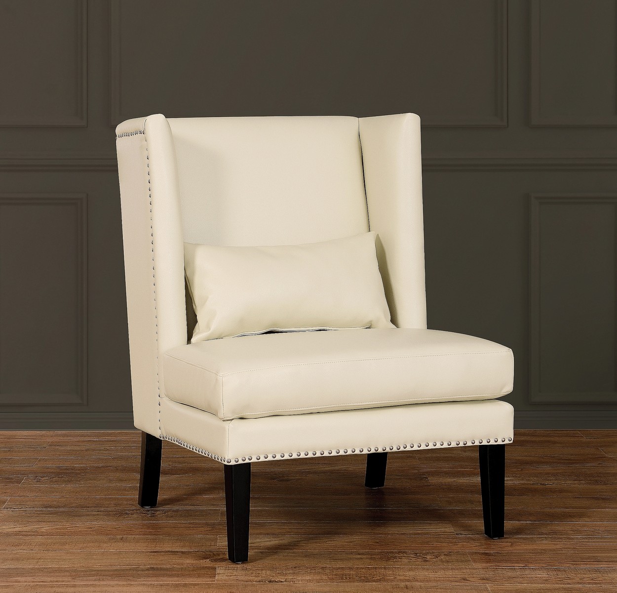 TOV Furniture Chelsea Cream Leather Wing Chair
