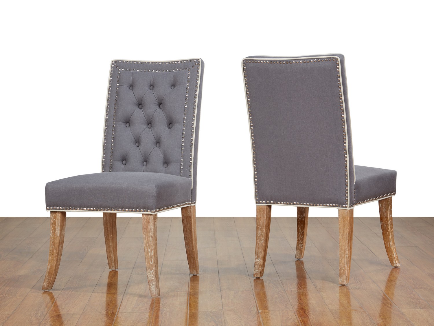 TOV Furniture Garrett Grey Linen Dining ChairSet of 2 D2047 at