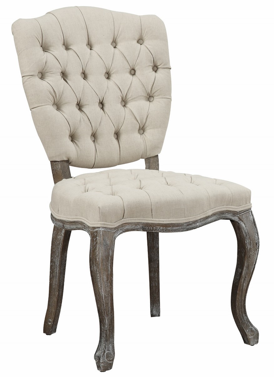 TOV Furniture Amelia Beige Linen Weathered Oak Dining Chair - Set of 2