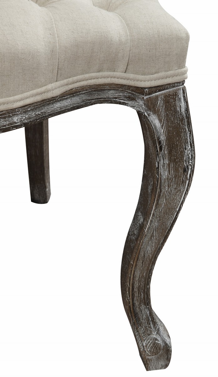 TOV Furniture Amelia Beige Linen Weathered Oak Dining Chair - Set of 2
