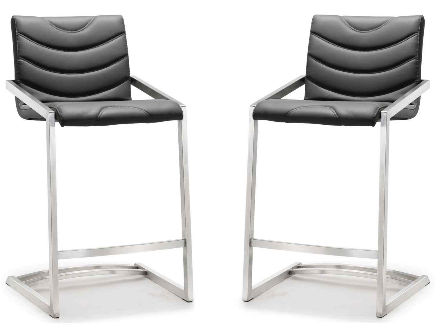 TOV Furniture Rio Grey Stainless Steel Counter Stool - Set of 2