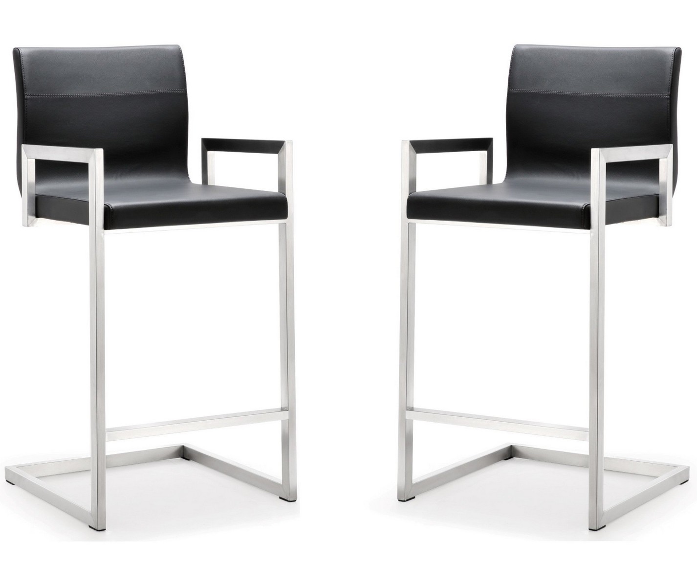TOV Furniture Milano Black Stainless Steel Counter Stool - Set of 2