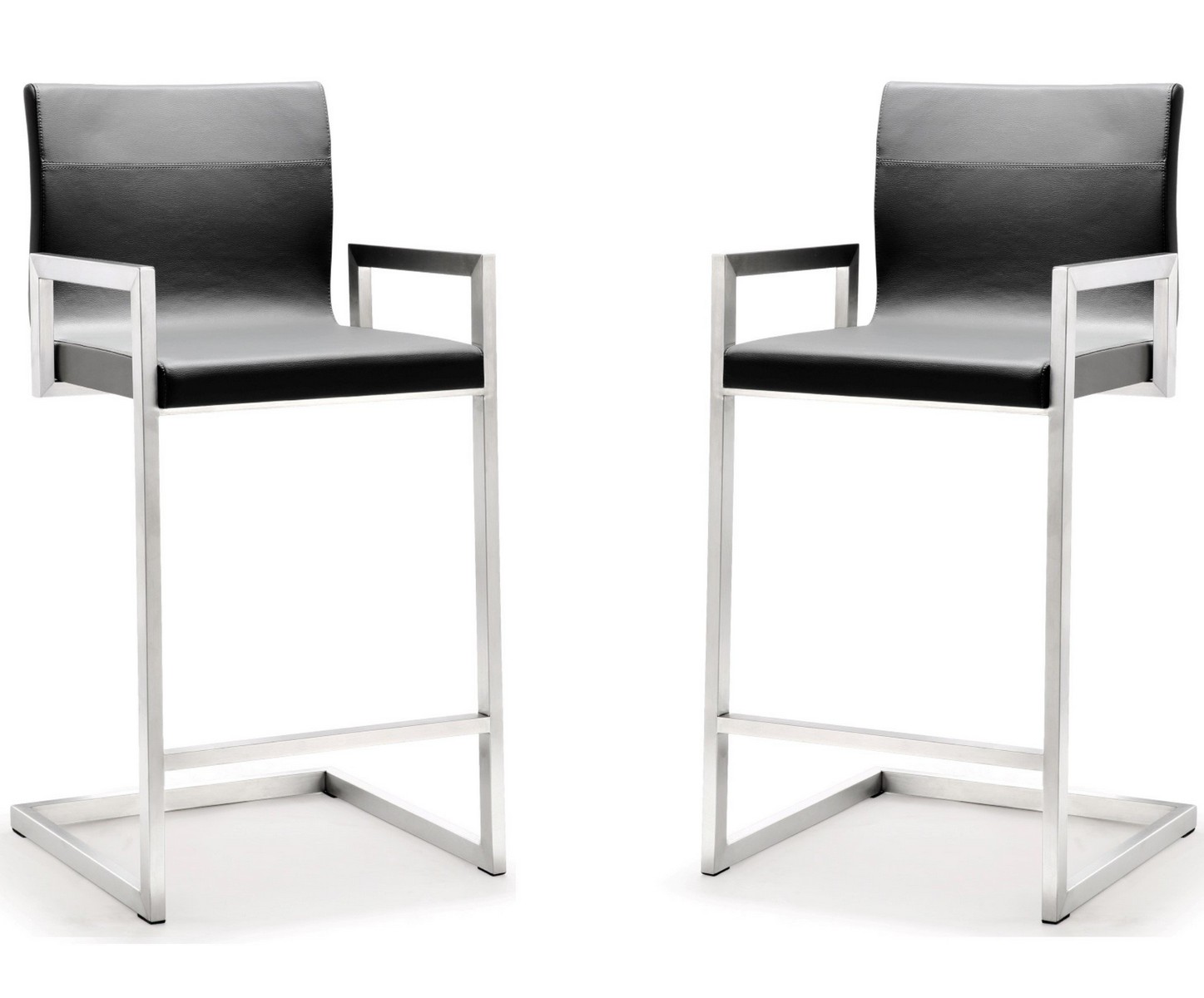 TOV Furniture Milano Grey Stainless Steel Counter Stool - Set of 2