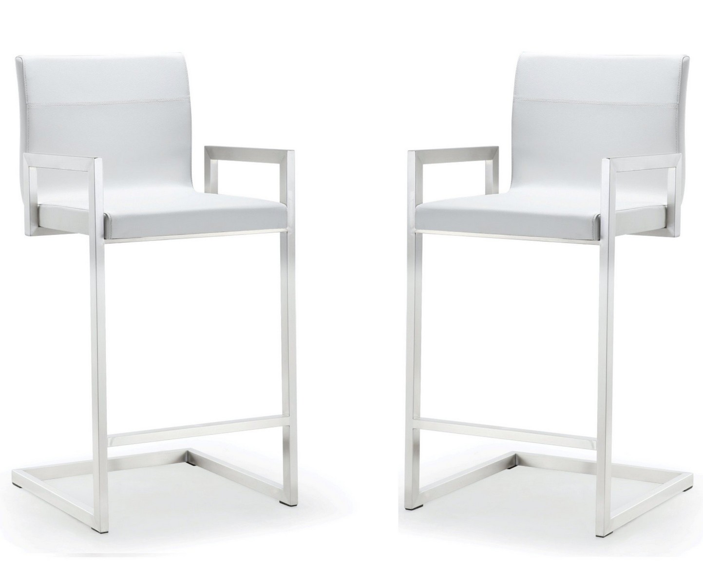 TOV Furniture Milano White Stainless Steel Counter Stool - Set of 2