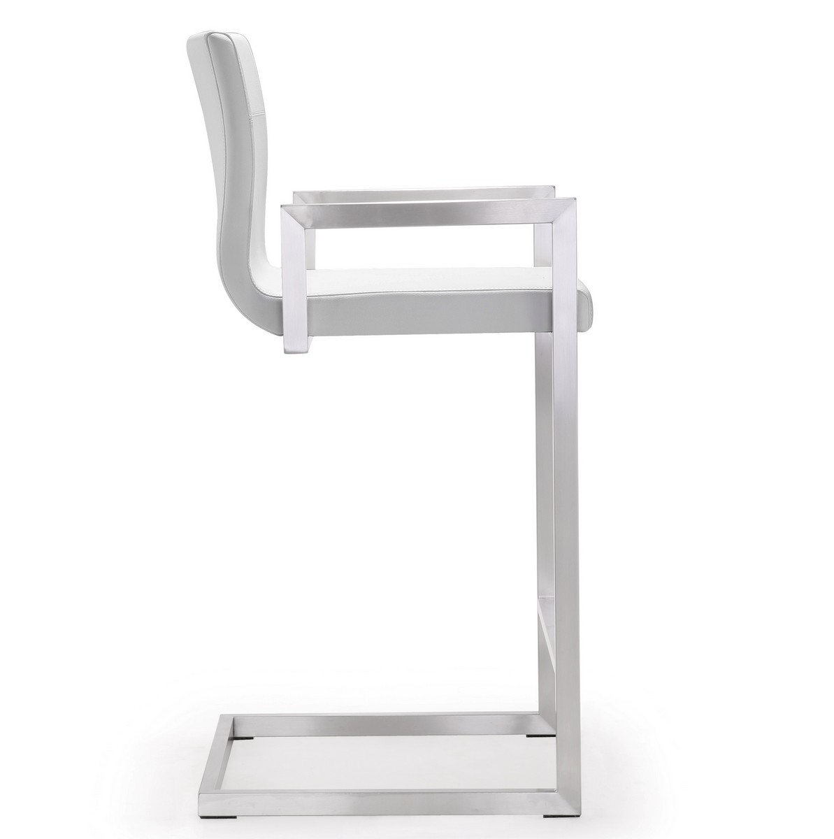 TOV Furniture Milano White Stainless Steel Counter Stool - Set of 2