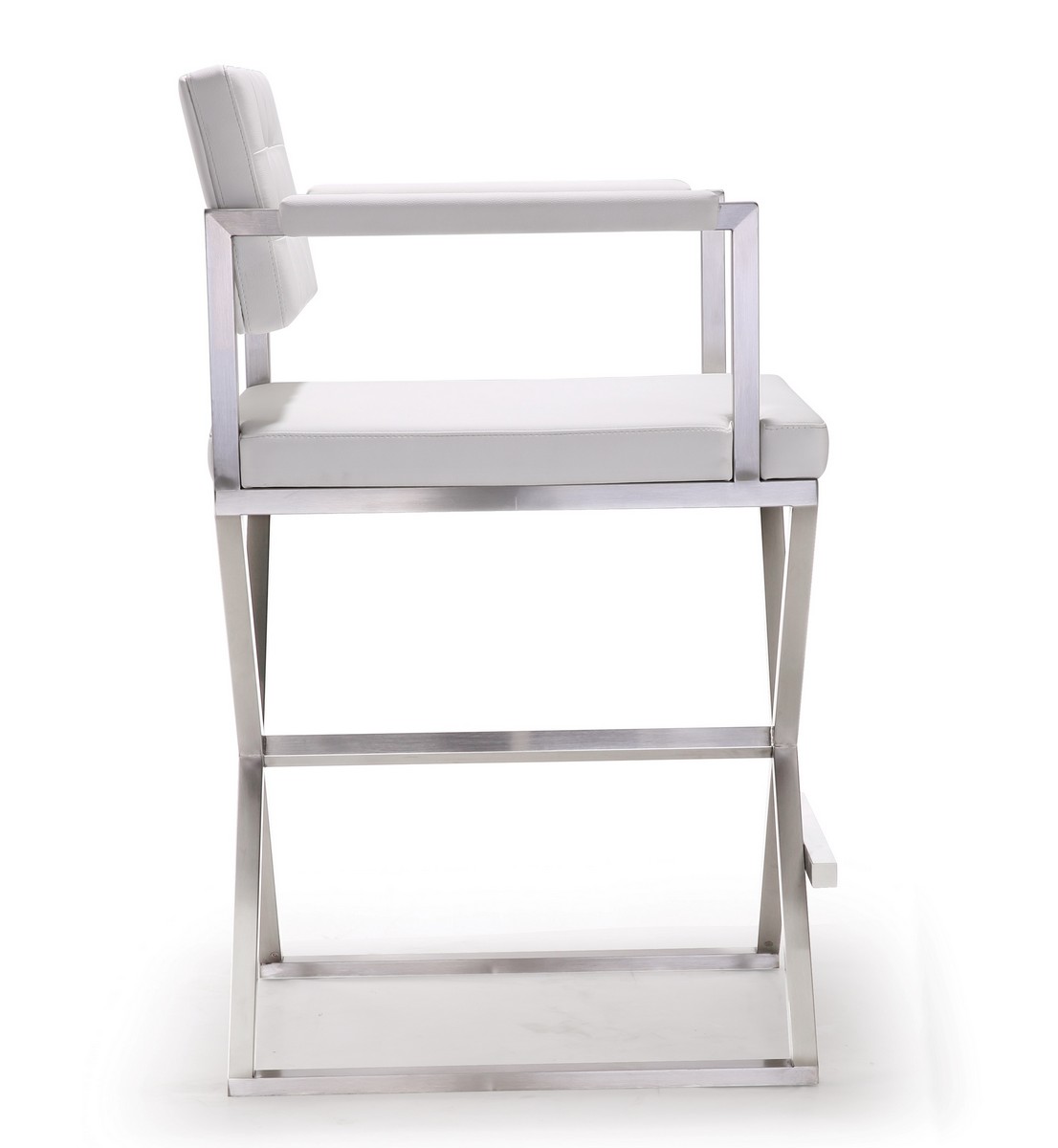 TOV Furniture Director White Stainless Steel Counter Stool