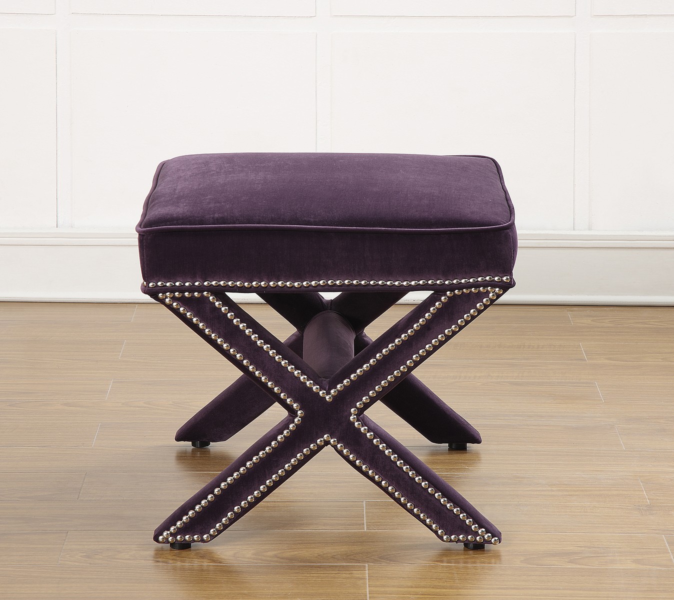 TOV Furniture Reese Purple Velvet Ottoman