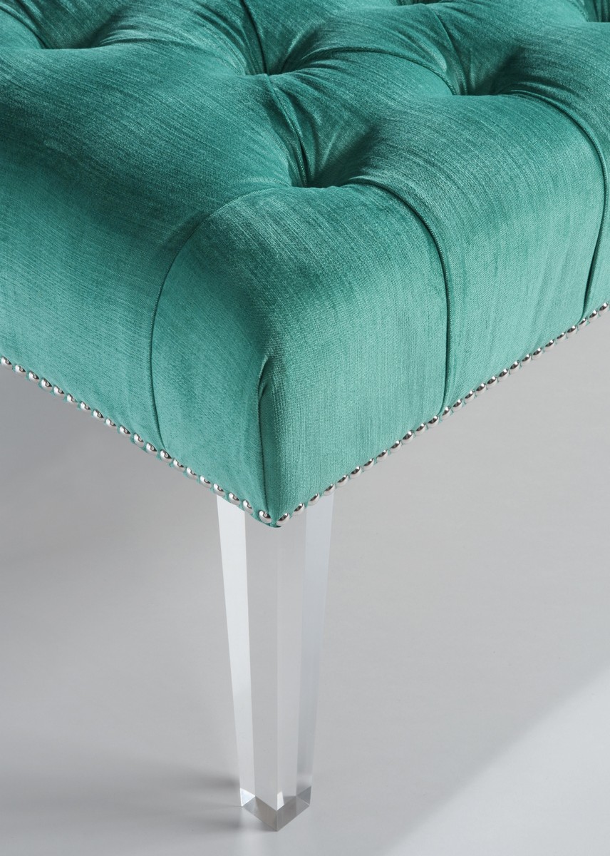 TOV Furniture Stella Turquoise Velvet Lucite Bench