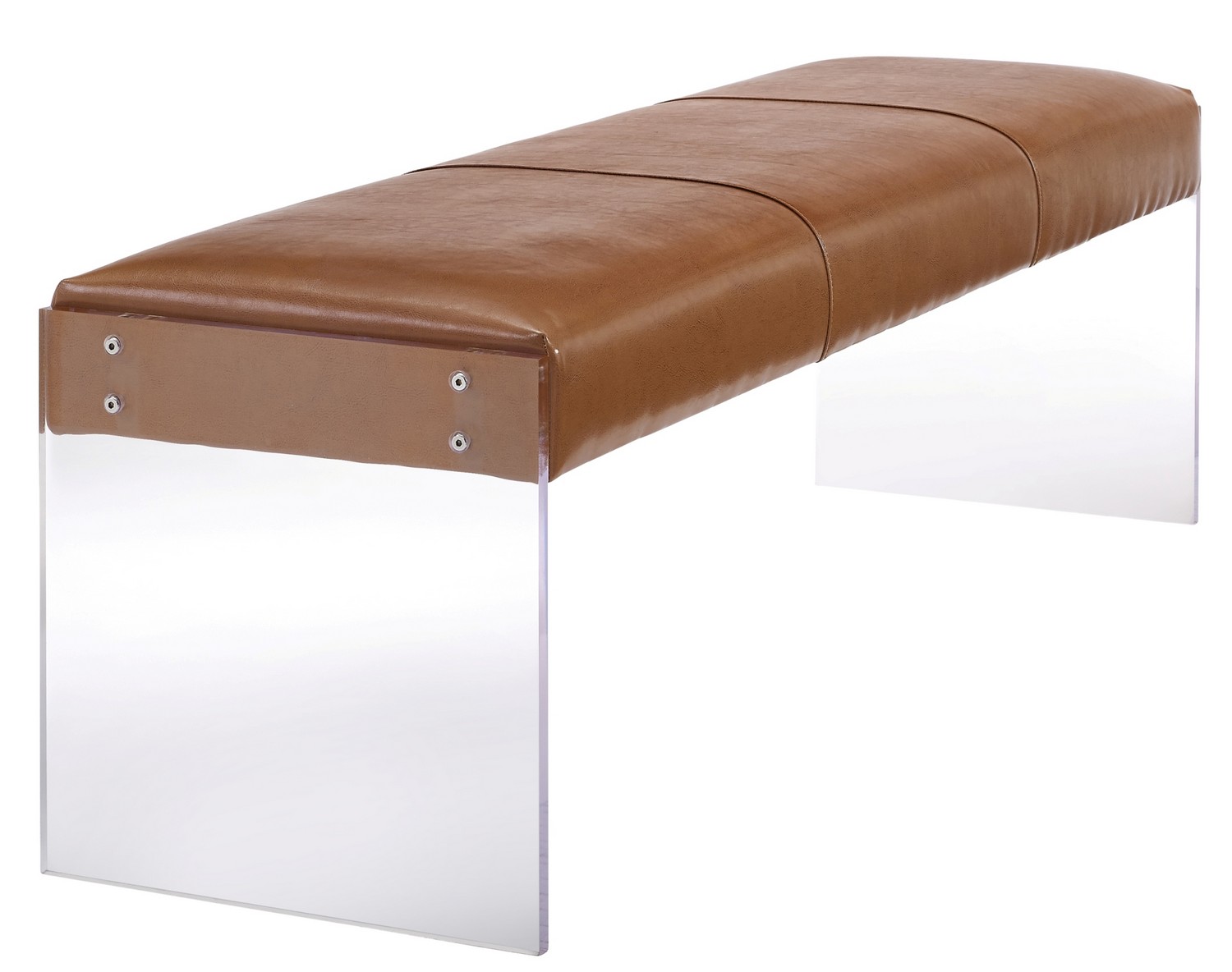 TOV Furniture Envy Leather/Acrylic Bench