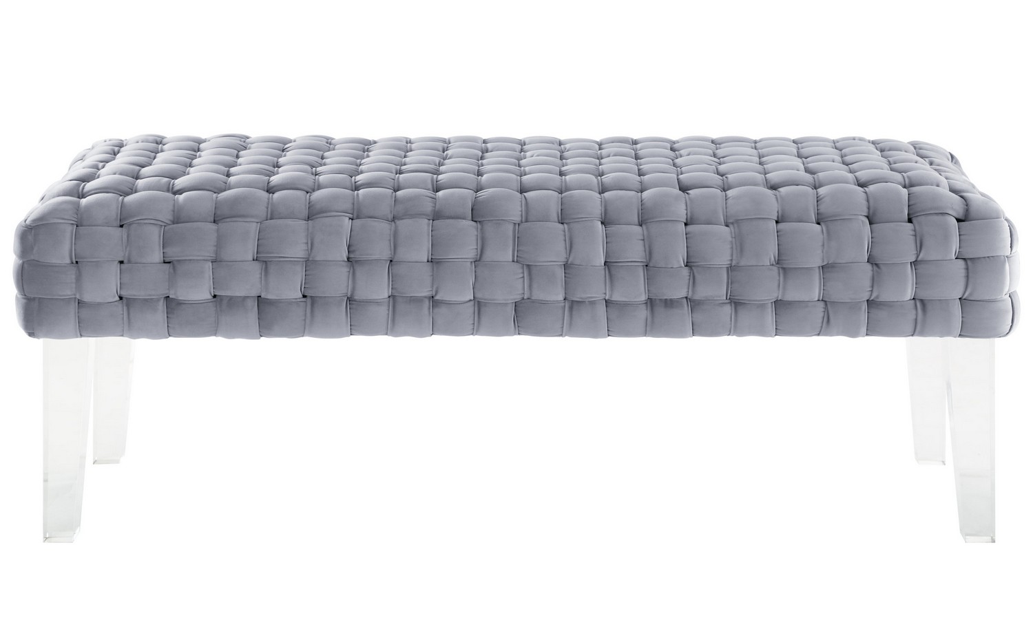TOV Furniture Sal Woven Grey Velvet Bench