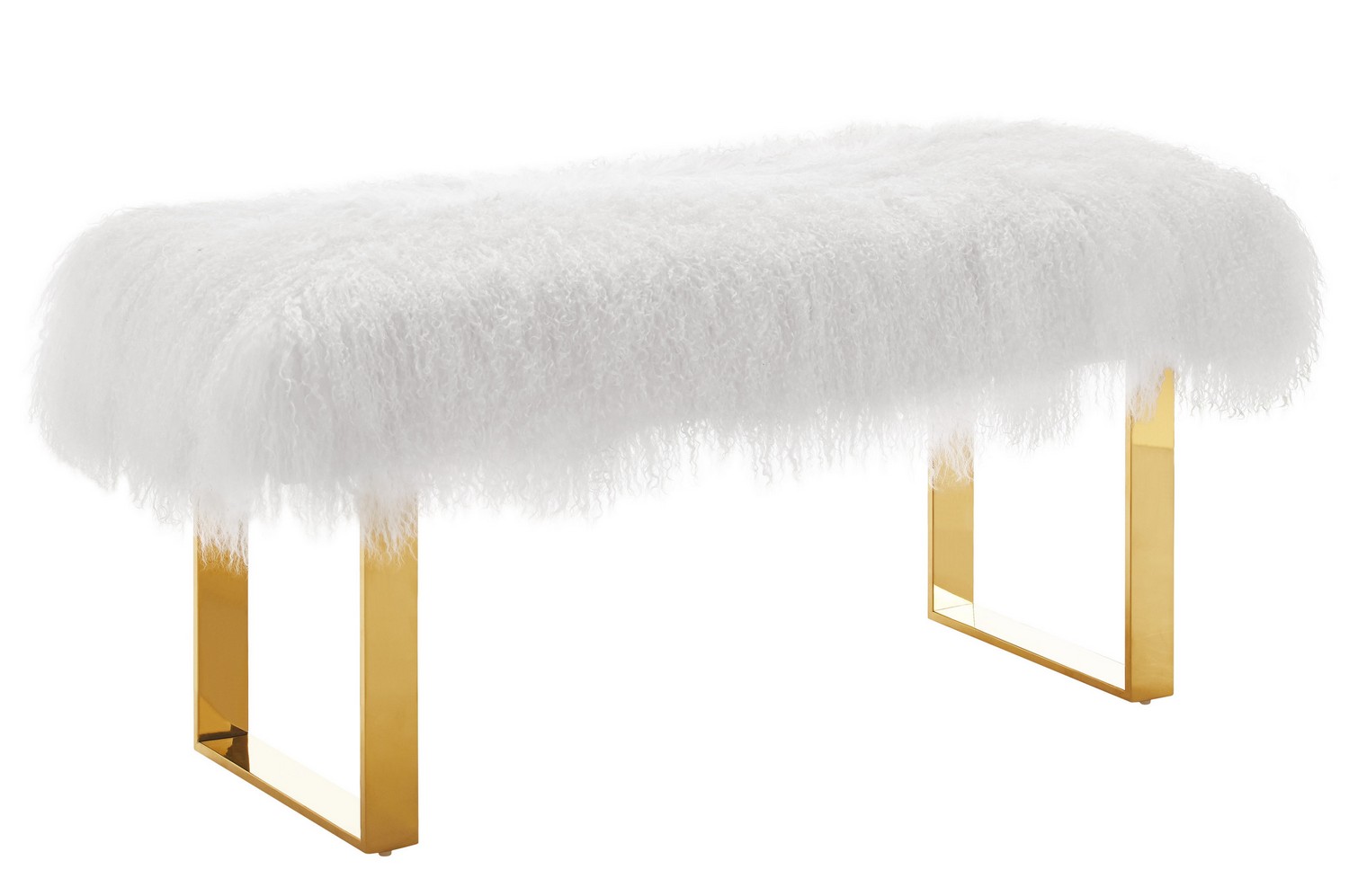 TOV Furniture Sherpa Sheepskin Bench with Gold Legs