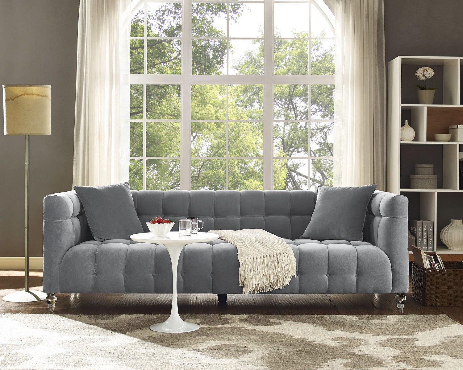 TOV Furniture Bea Grey Velvet Sofa