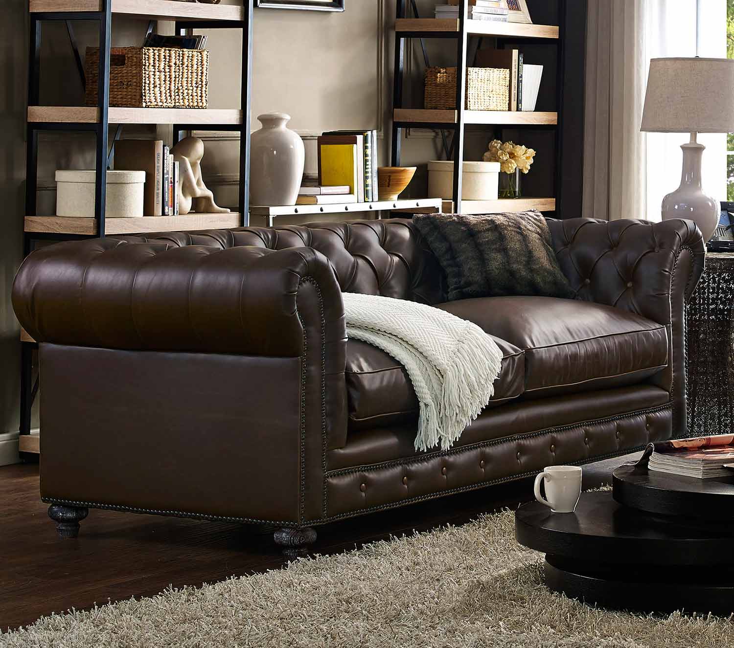 TOV Furniture Durango Leather Sofa - Antique Brown