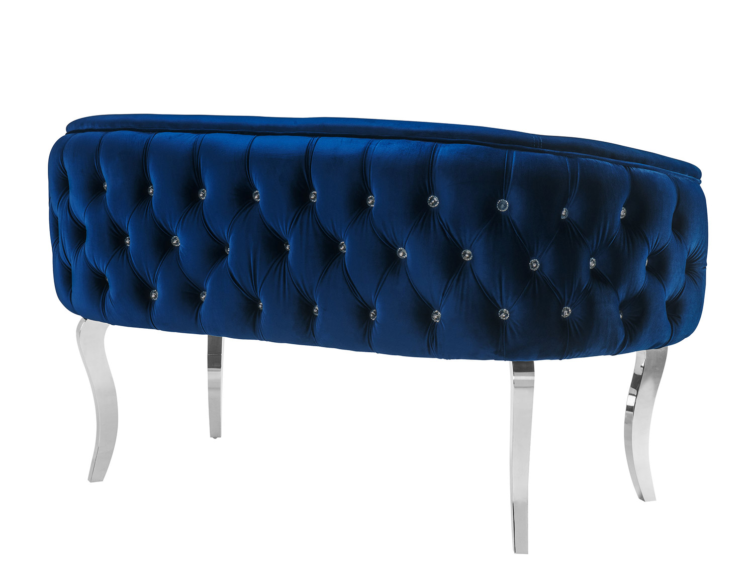TOV Furniture Adina Loveseat with Silver Legs - Navy