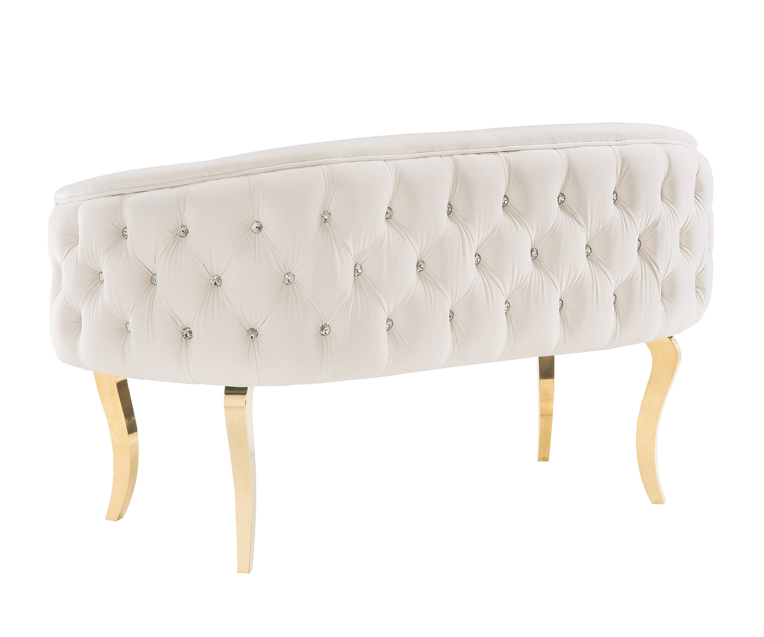 TOV Furniture Adina Loveseat with Gold Legs - White