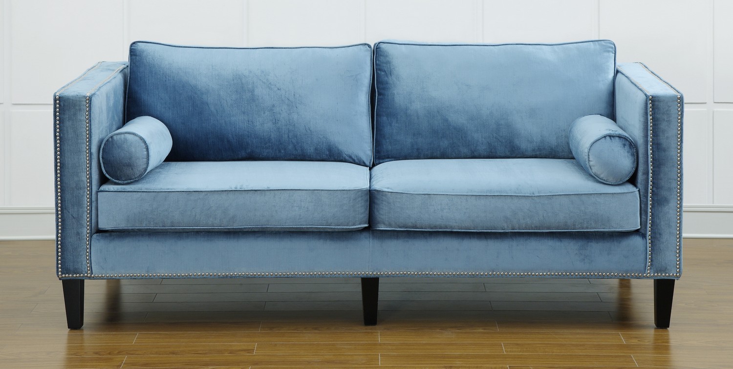 TOV Furniture Cooper Blue Velvet Sofa