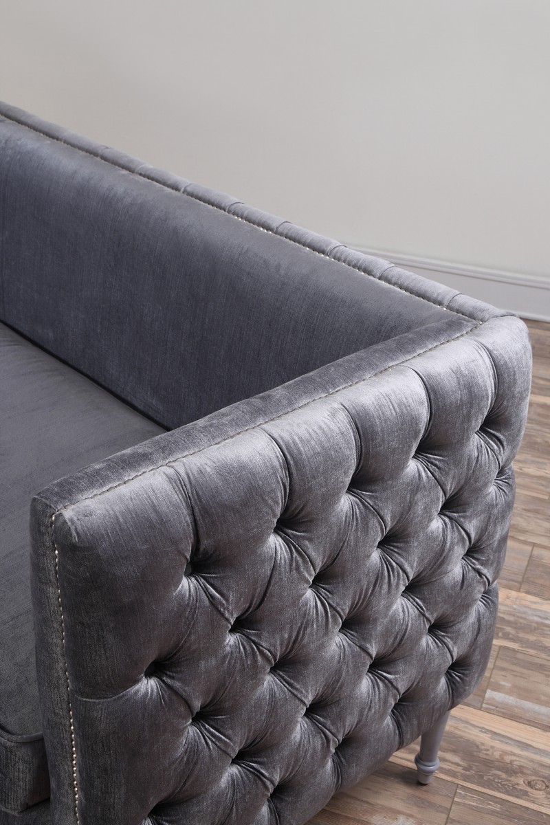 TOV Furniture Bryn Grey Velvet Sofa