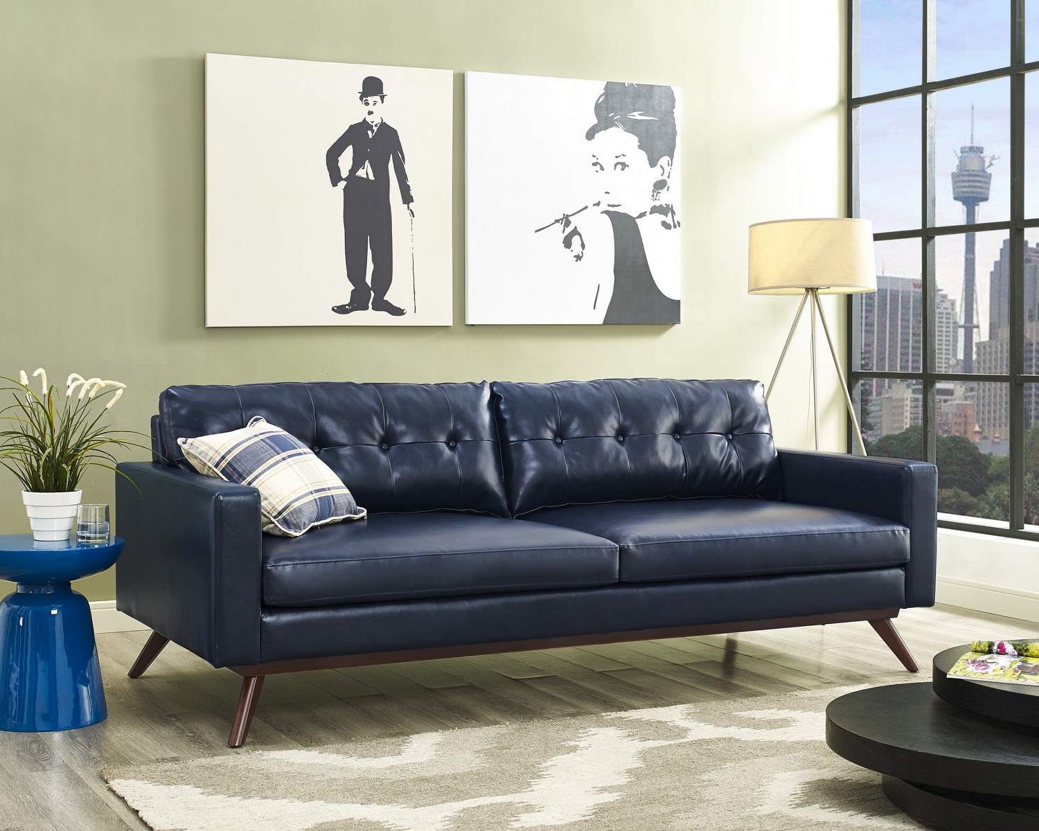 TOV Furniture Blake Antique Blue Sofa