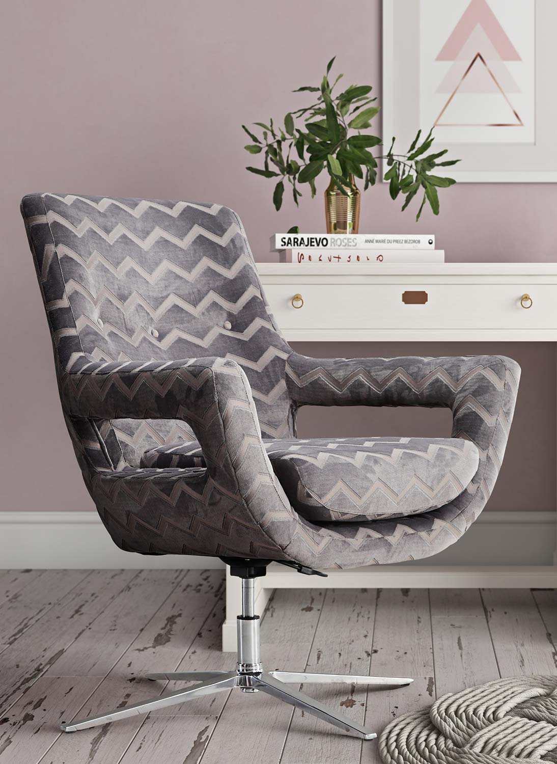 TOV Furniture Fifi Swivel Chair - Grey