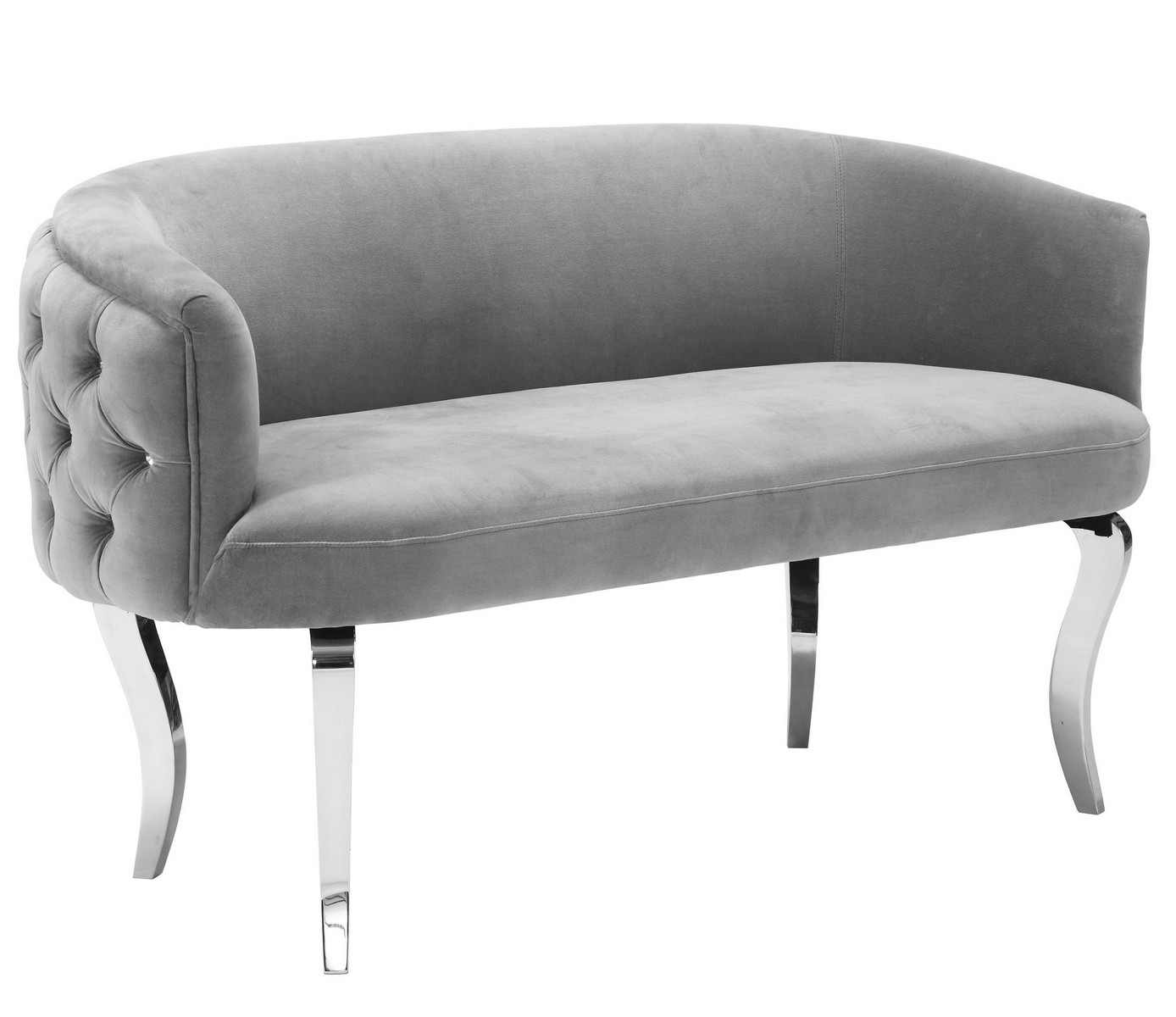 TOV Furniture Adina Grey Velvet Loveseat with Silver Legs