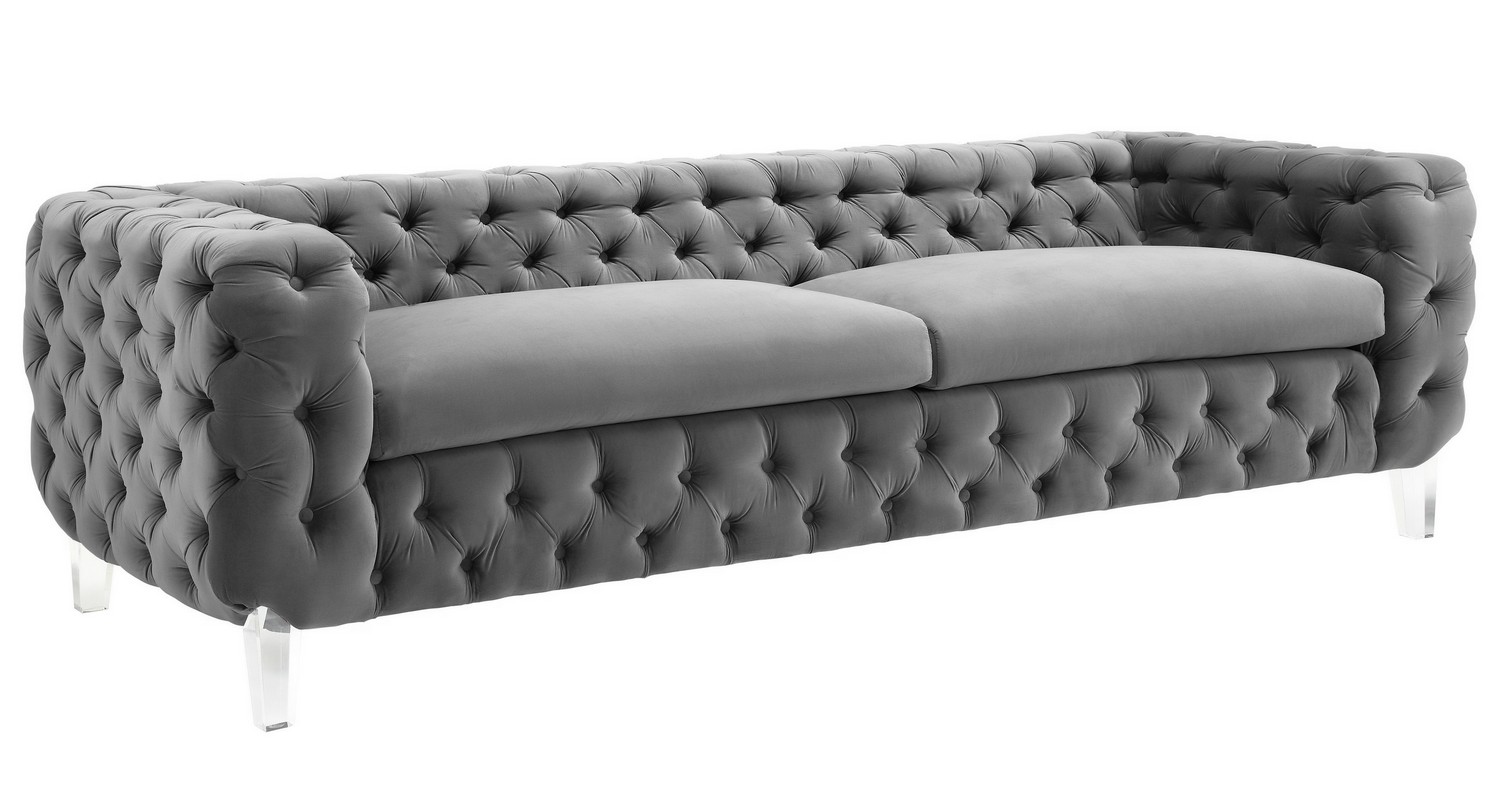 TOV Furniture Celine Grey Velvet Sofa