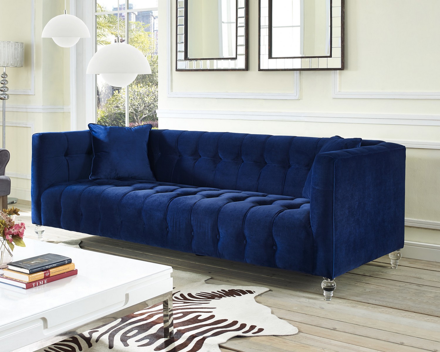 TOV Furniture Bea Navy Velvet Sofa
