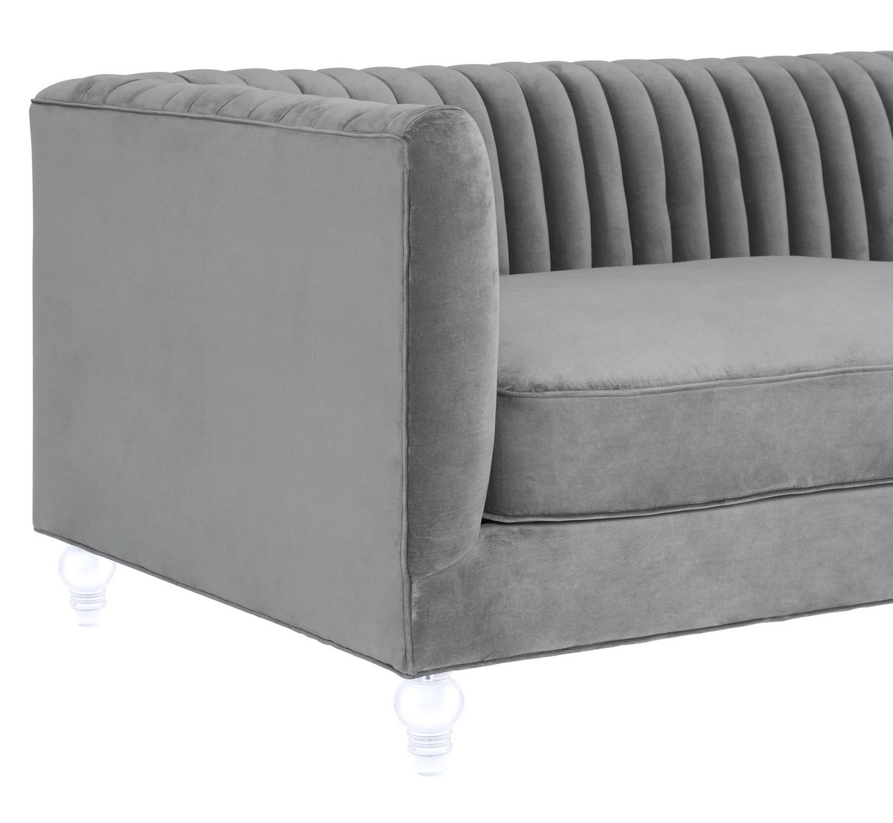 TOV Furniture Aviator Grey Velvet Sofa