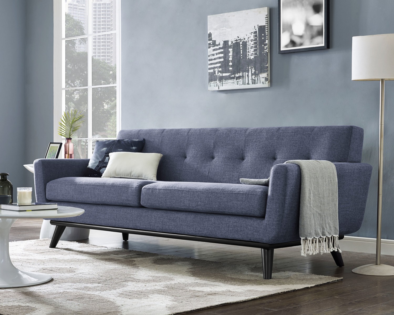 TOV Furniture James Blue Linen Sofa