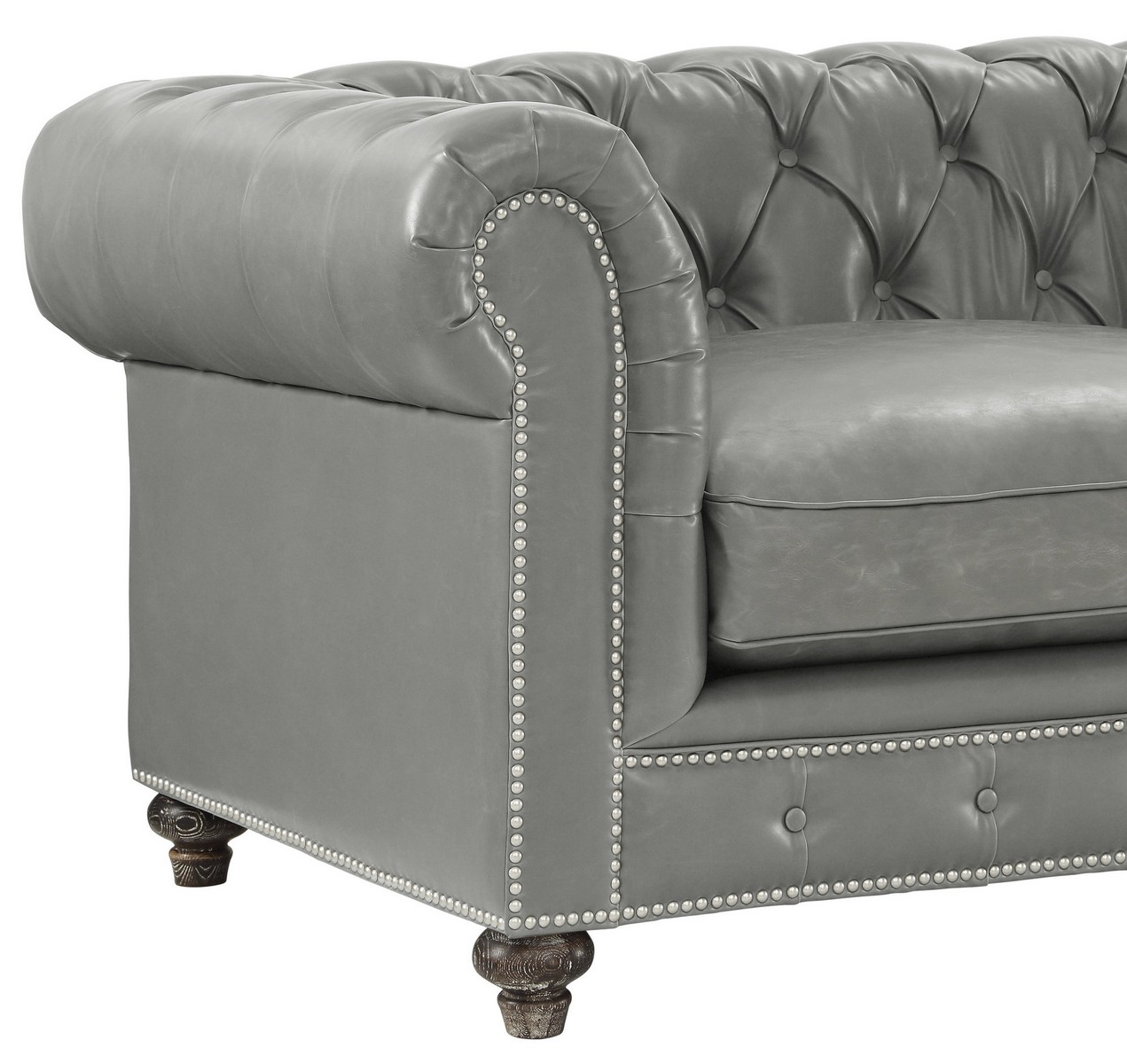 TOV Furniture Durango Rustic Grey Leather Sofa S98 at Homelement.com