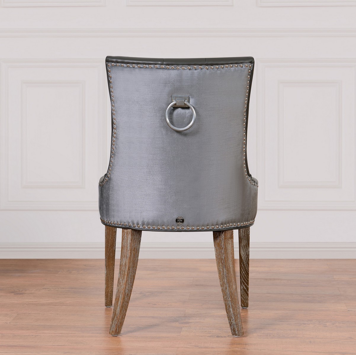 TOV Furniture Uptown Grey Leather/Velvet Dining Chair