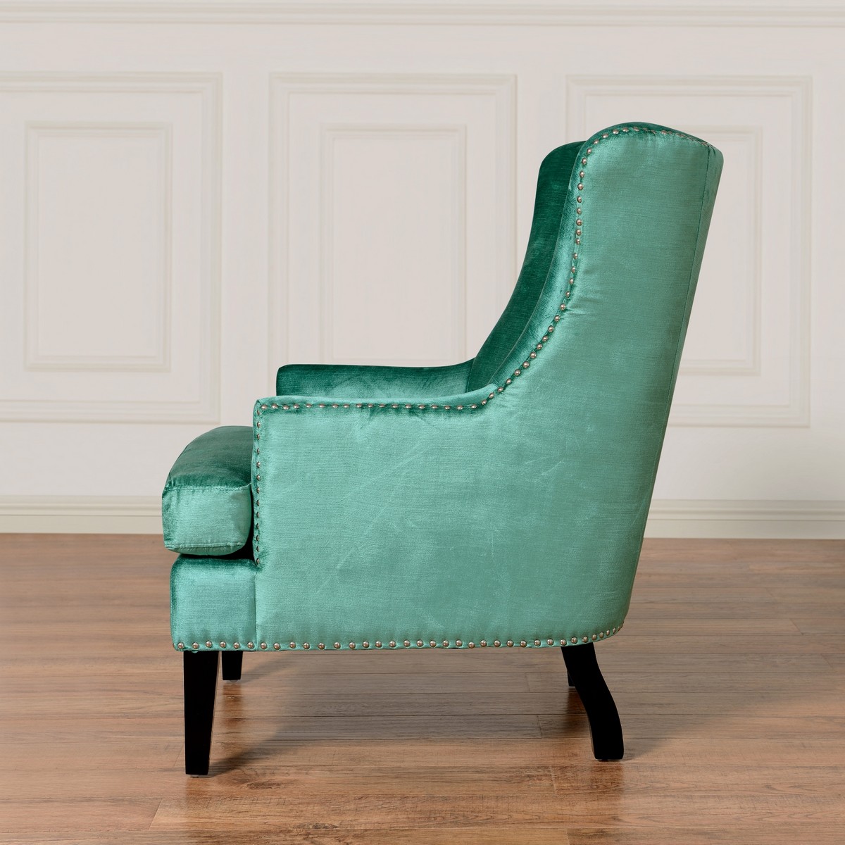 TOV Furniture Soho Turquoise Velvet Wing Chair