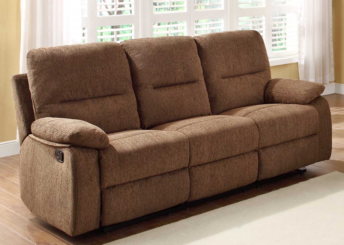 Homelegance Marianna Double Reclining Sofa with Center Drop-Down Cup Holders - Dark Brown Chenille