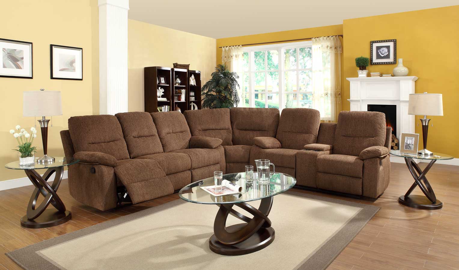Homelegance Marianna Modular Reclining Sectional Sofa Set - Dark Brown Chenille