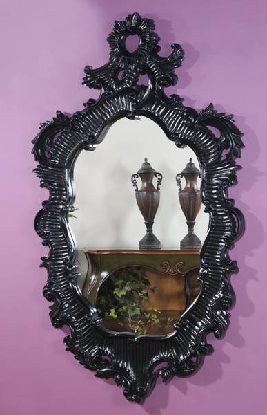 Ultimate Accents Marbella Baroque Black Lacquer Mirror