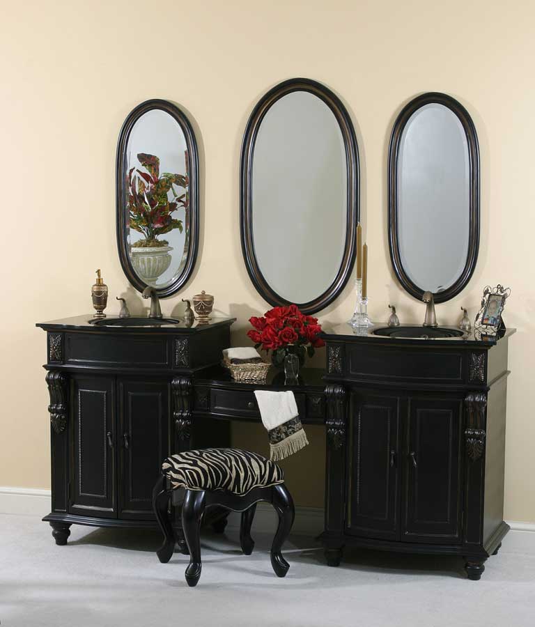 Ultimate Accents Black Double Pier Vanity with Stool Ultimate Accents Black Double Pier Vanity with Stool