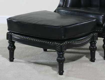 Ultimate Accents Lawrence Ottoman Black Faux Leather